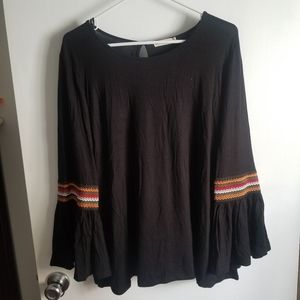 Black Bell Sleeve Top